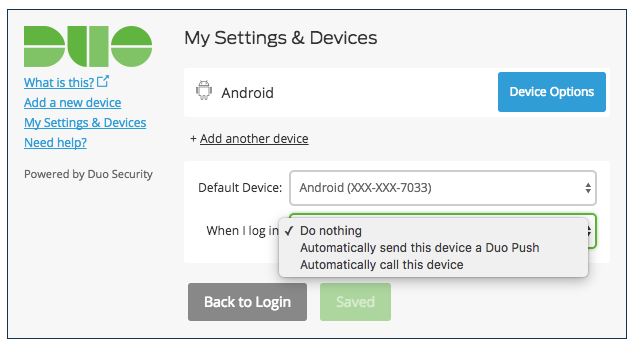 Duo Auth Prompt - Saved Preferences