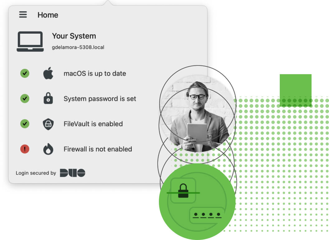 image of a person checking their device security using Duo MFA authentication