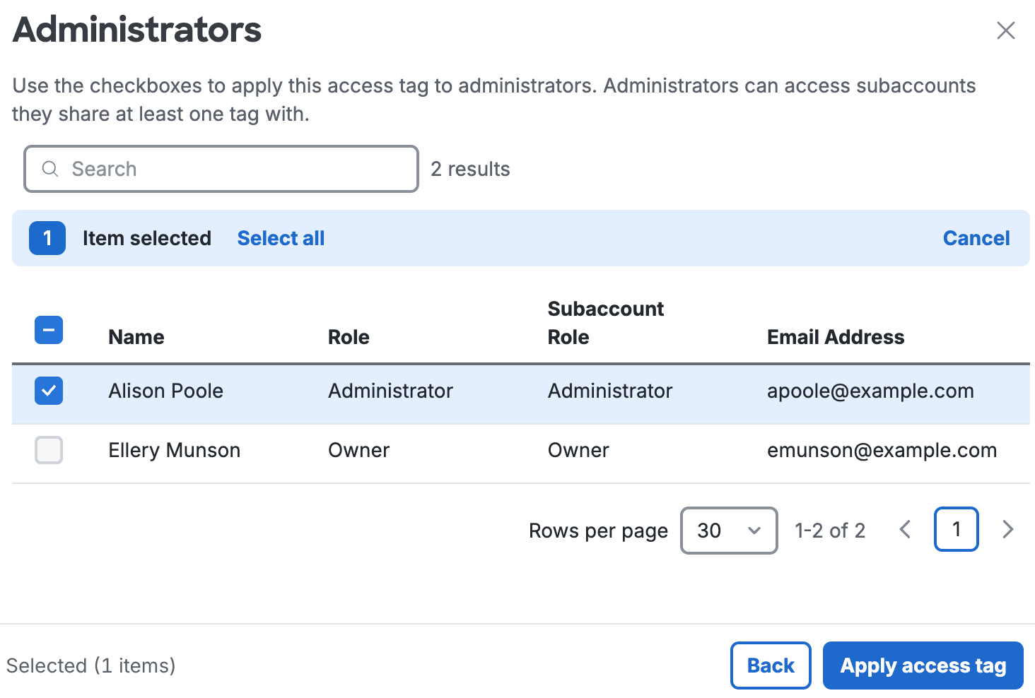 Apply Access Tags to Admins