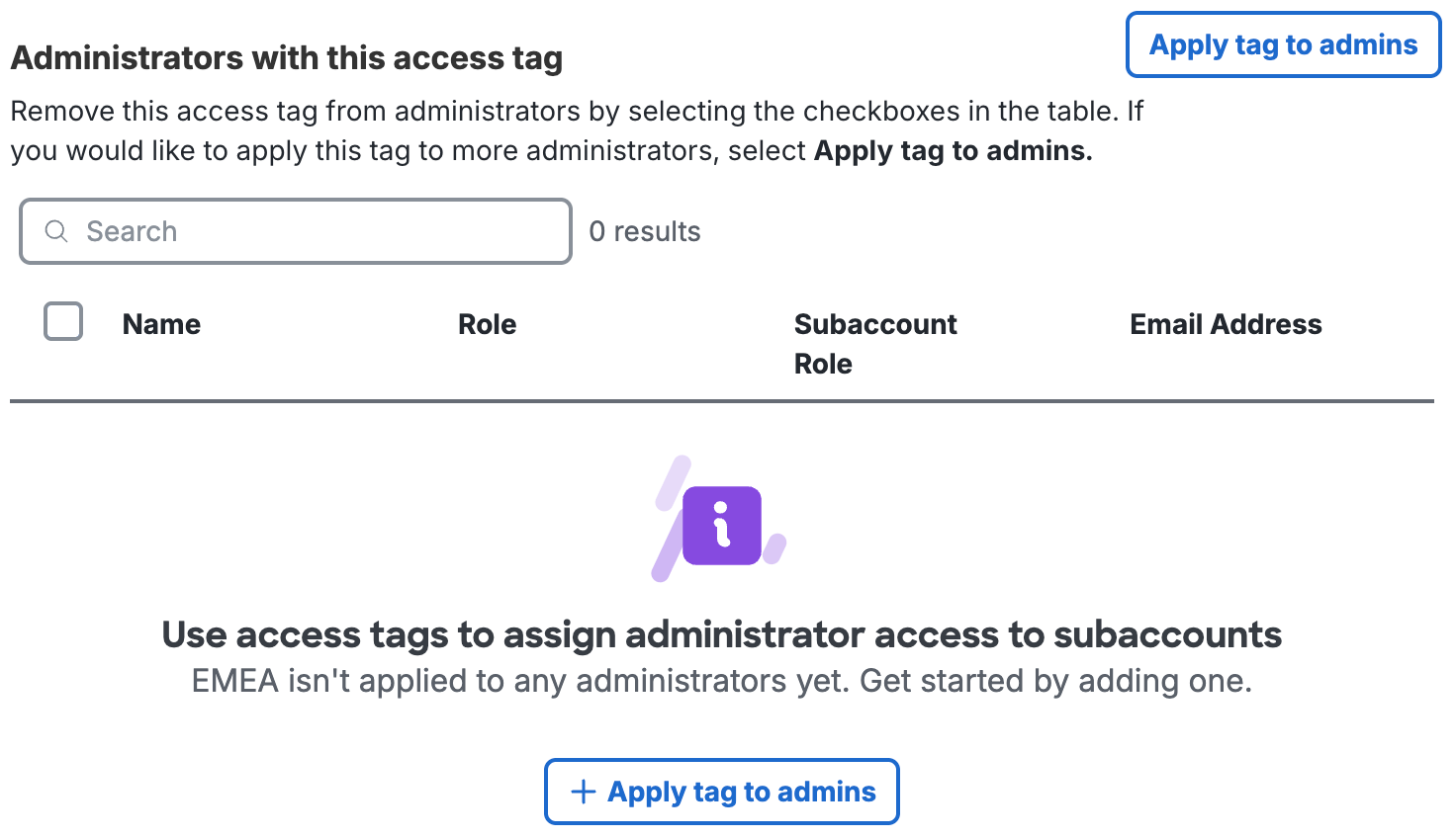 Apply Access Tags to Admins