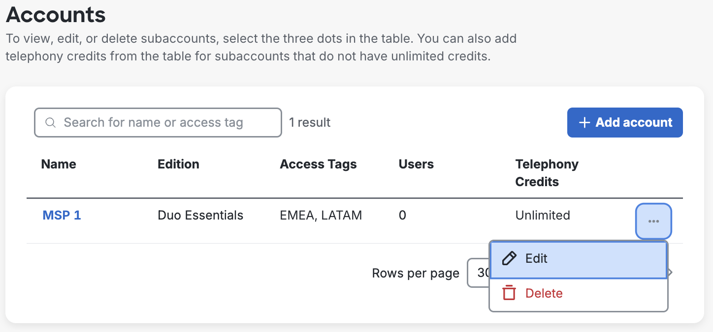 Add Access Tags to Subaccount