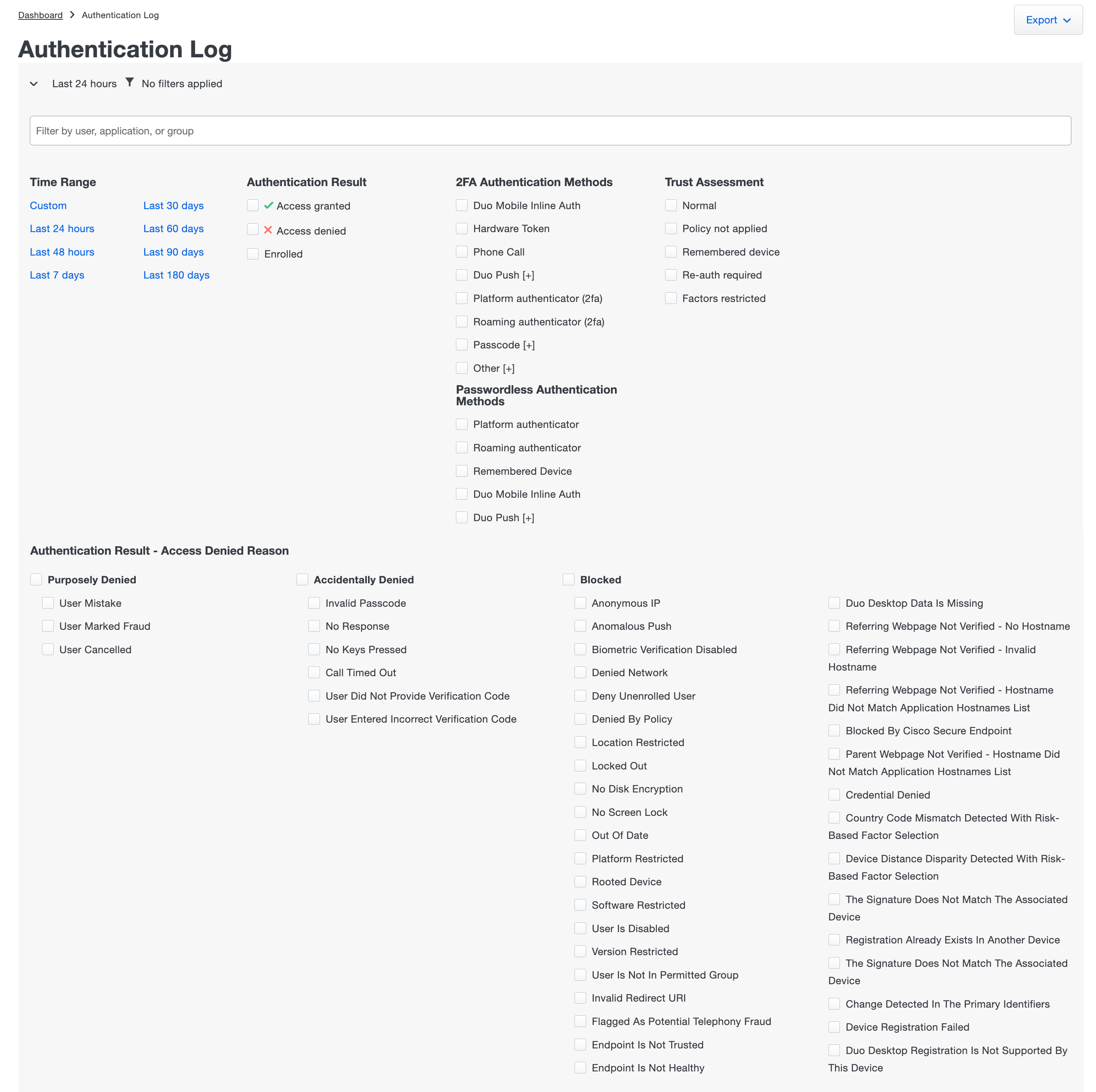 Authentication Log Filtering