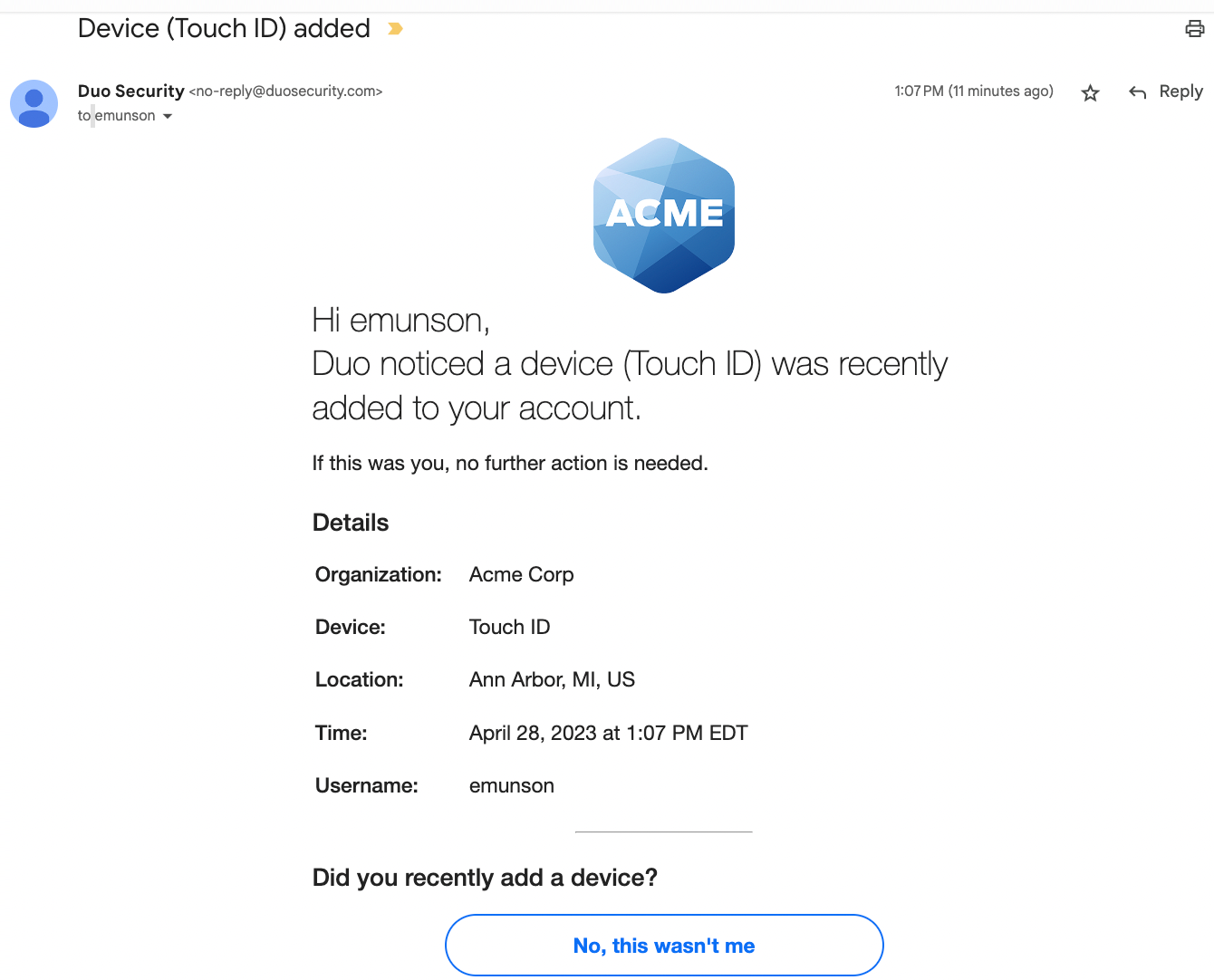 Notifications via email