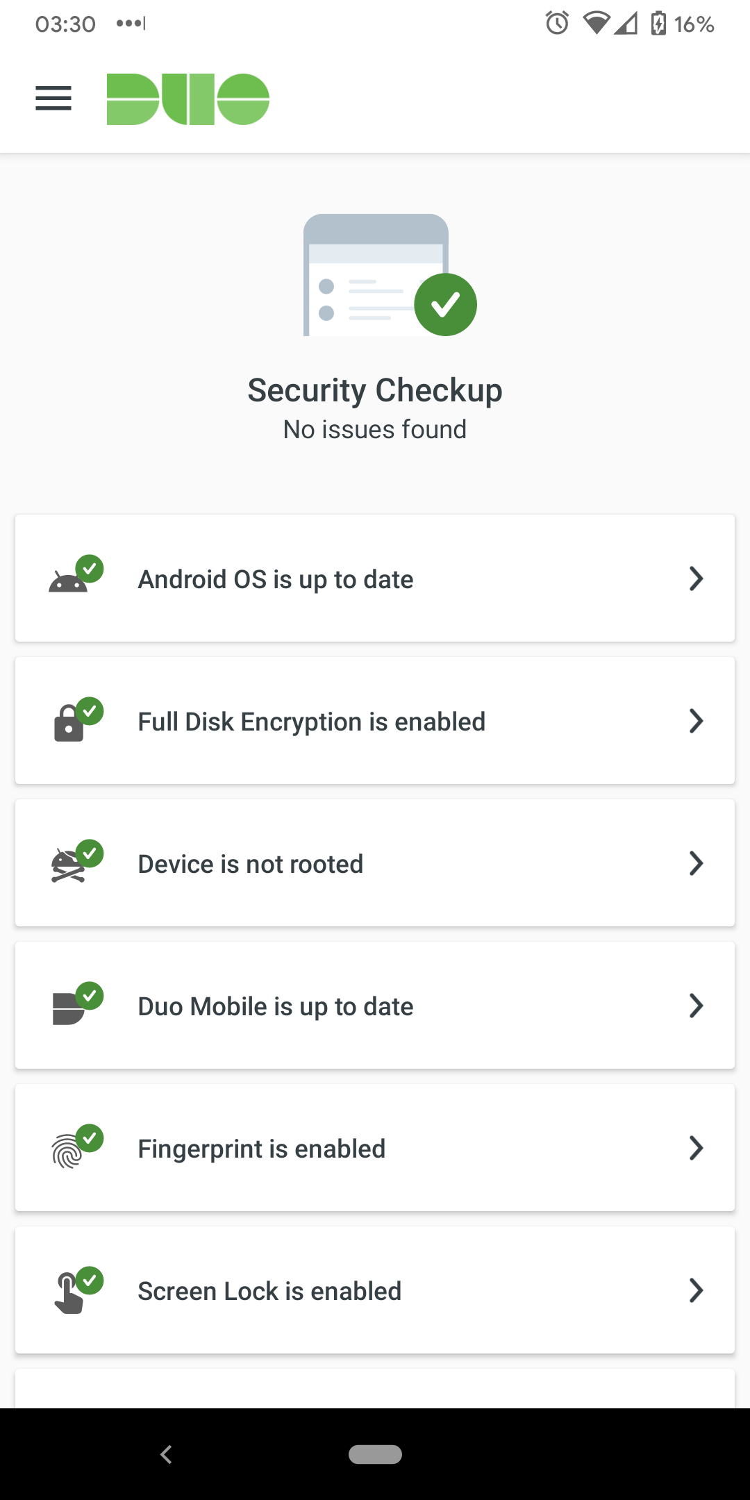 Android Security Checkup without Issues