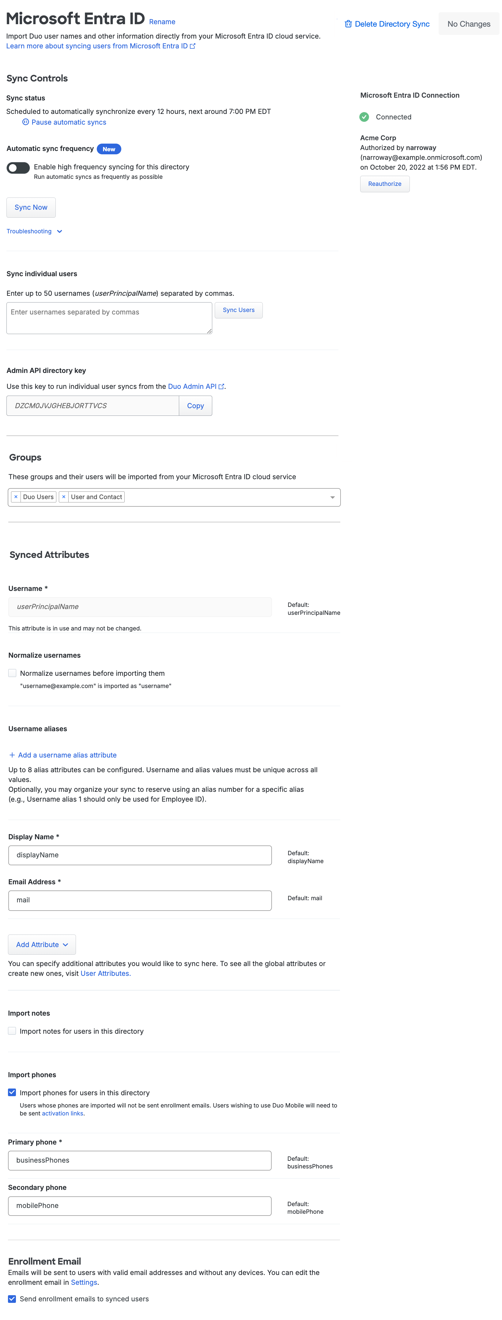Configured Entra ID Directory Sync