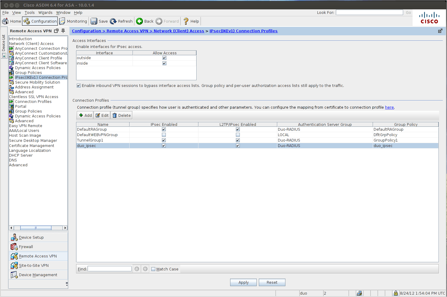 ASDM Connection Profile