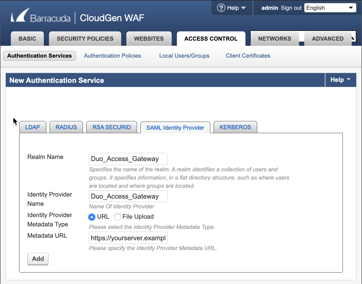 Barracuda WAF Identity Provider