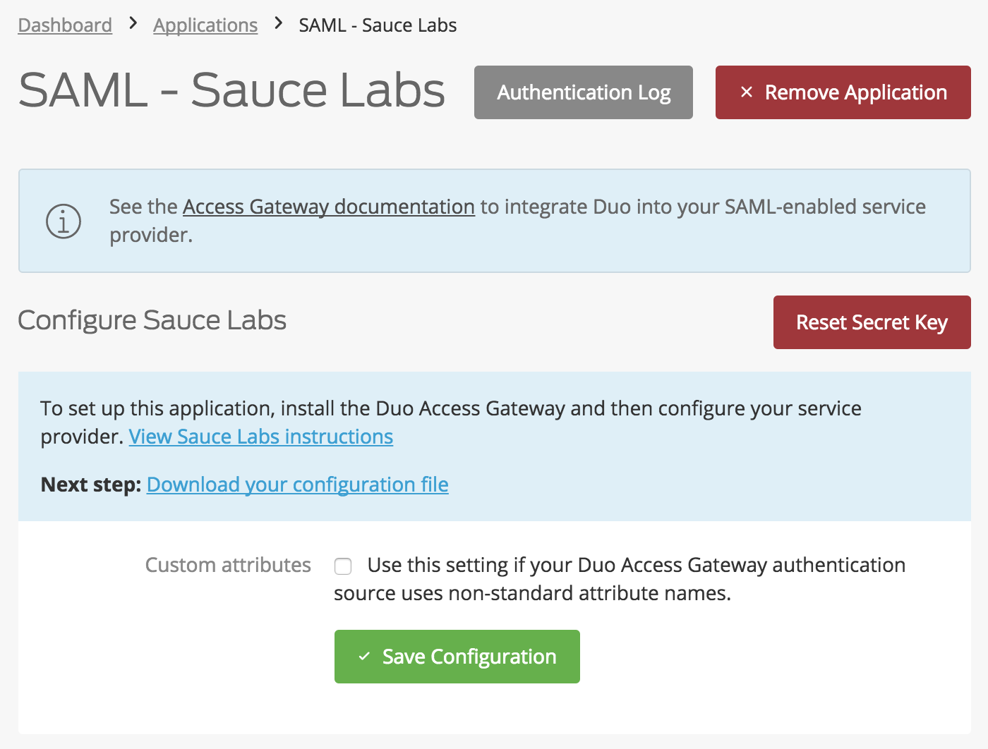 Duo Protection for Sauce Labs with Duo Access Gateway Duo Security