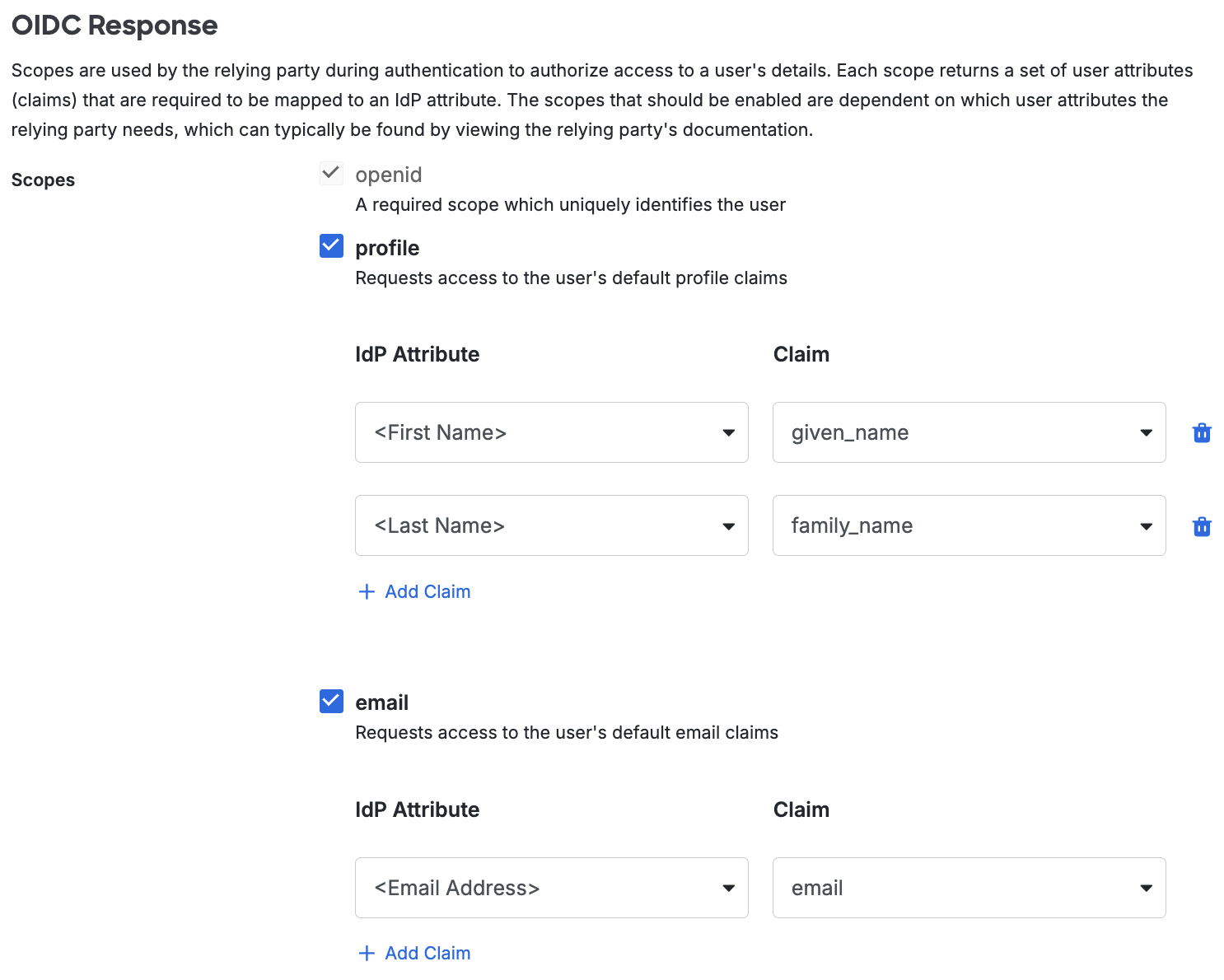 Duo Optimizely OIDC Response Section