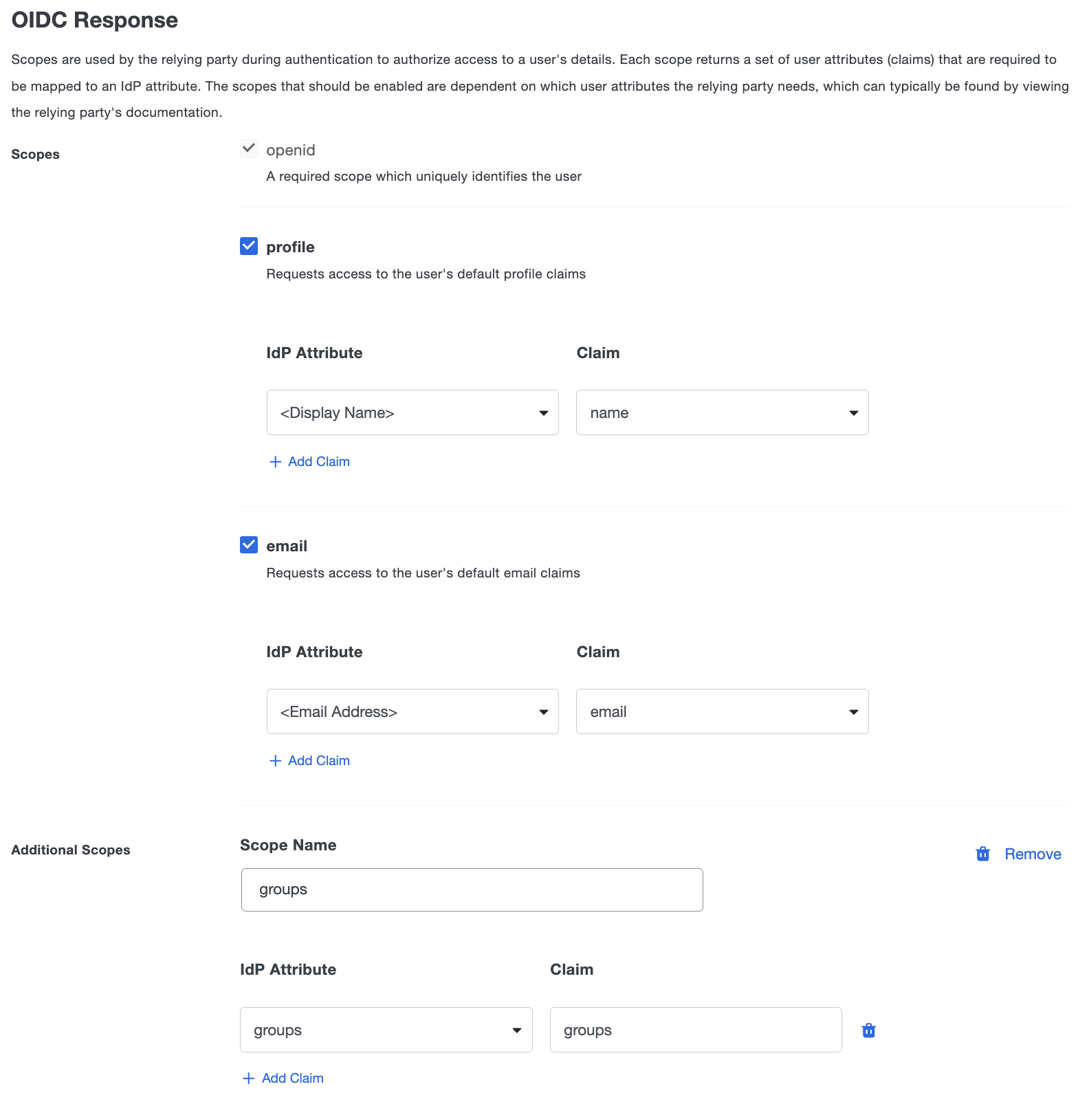 Duo Sensu Go OIDC Response Section