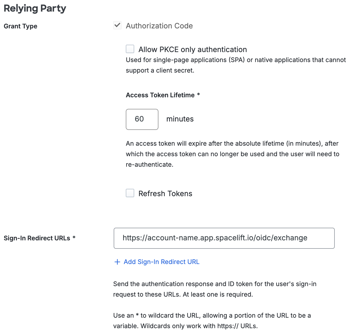 Duo Spacelift Relying Party Section