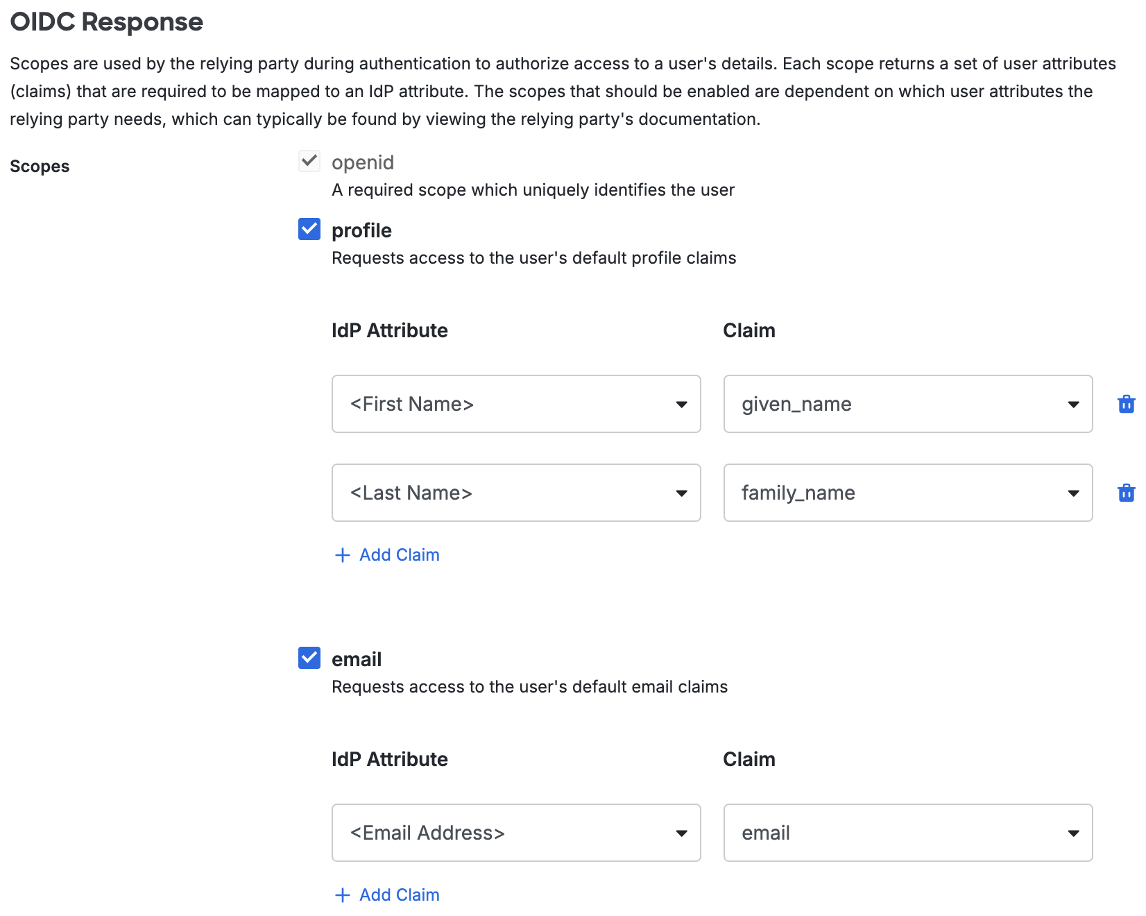 Duo Tines OIDC Response Section