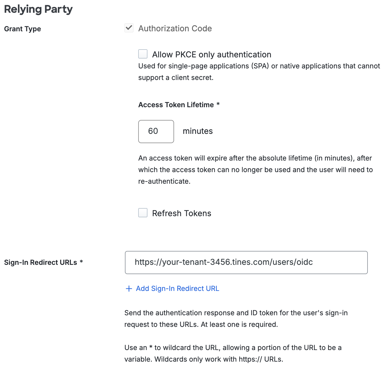 Duo Tines Relying Party Section