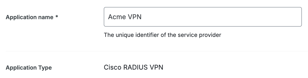 Application Type and Name