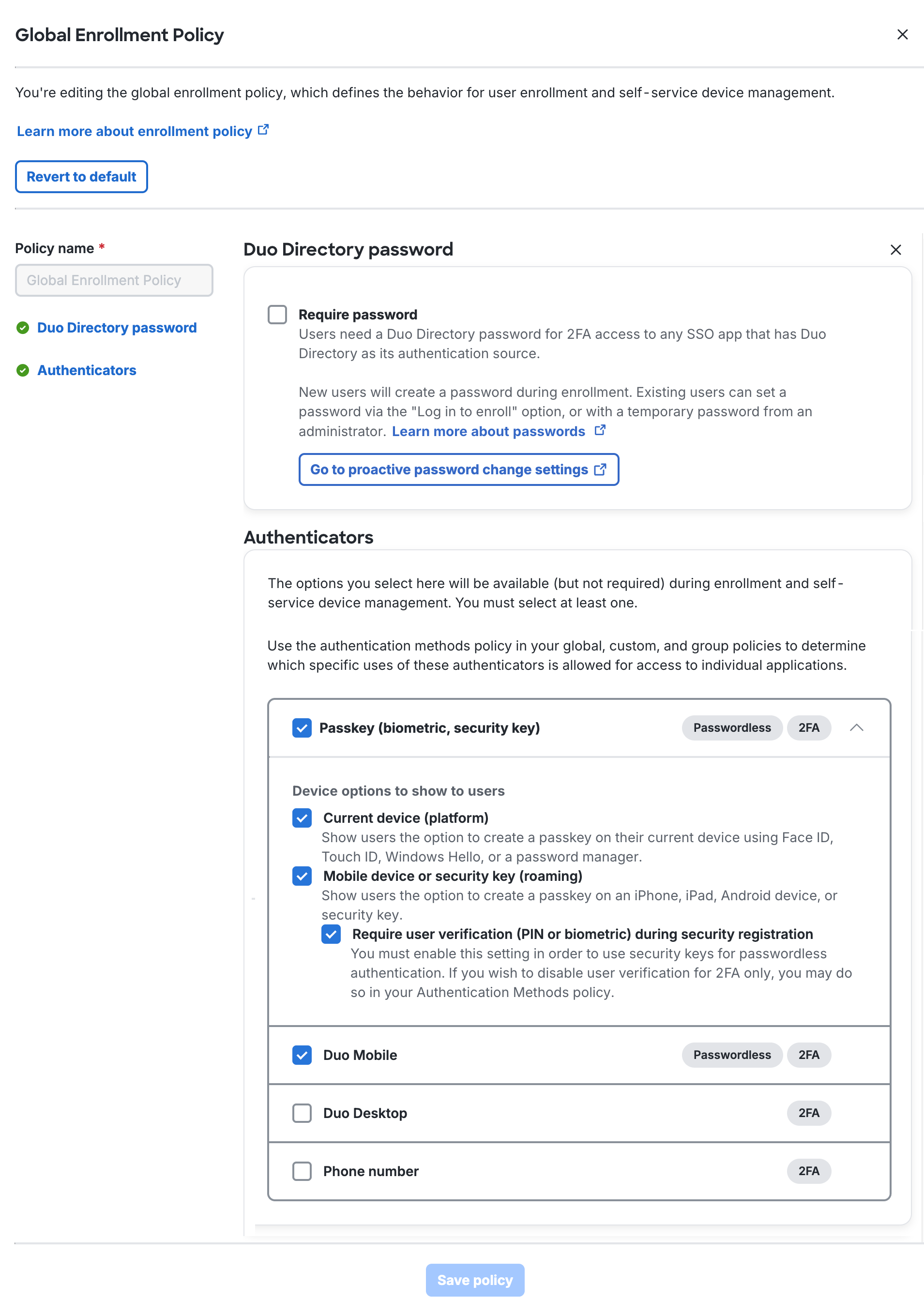 Global Enrollment Policy Editor