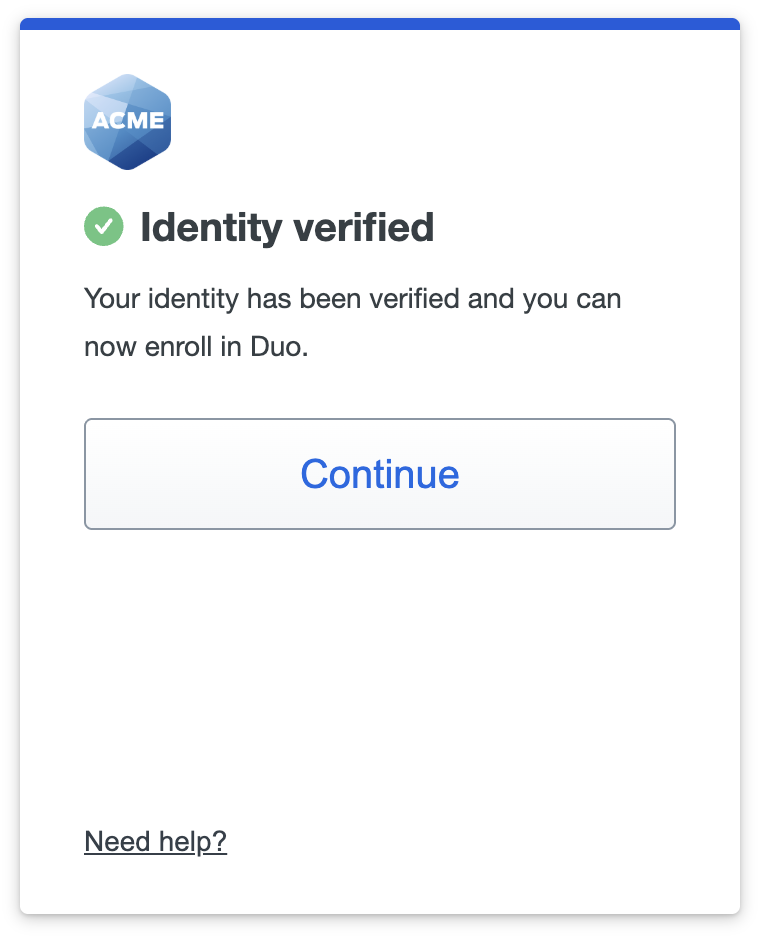 Continue to Duo Enrollment after Persona Verification