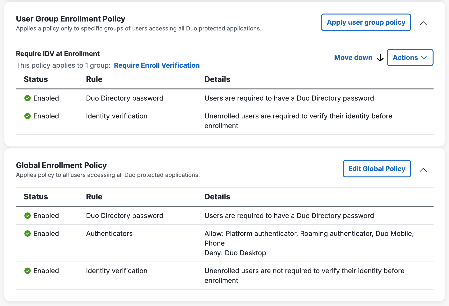 User-Group Enrollment Policy with Identity Verification