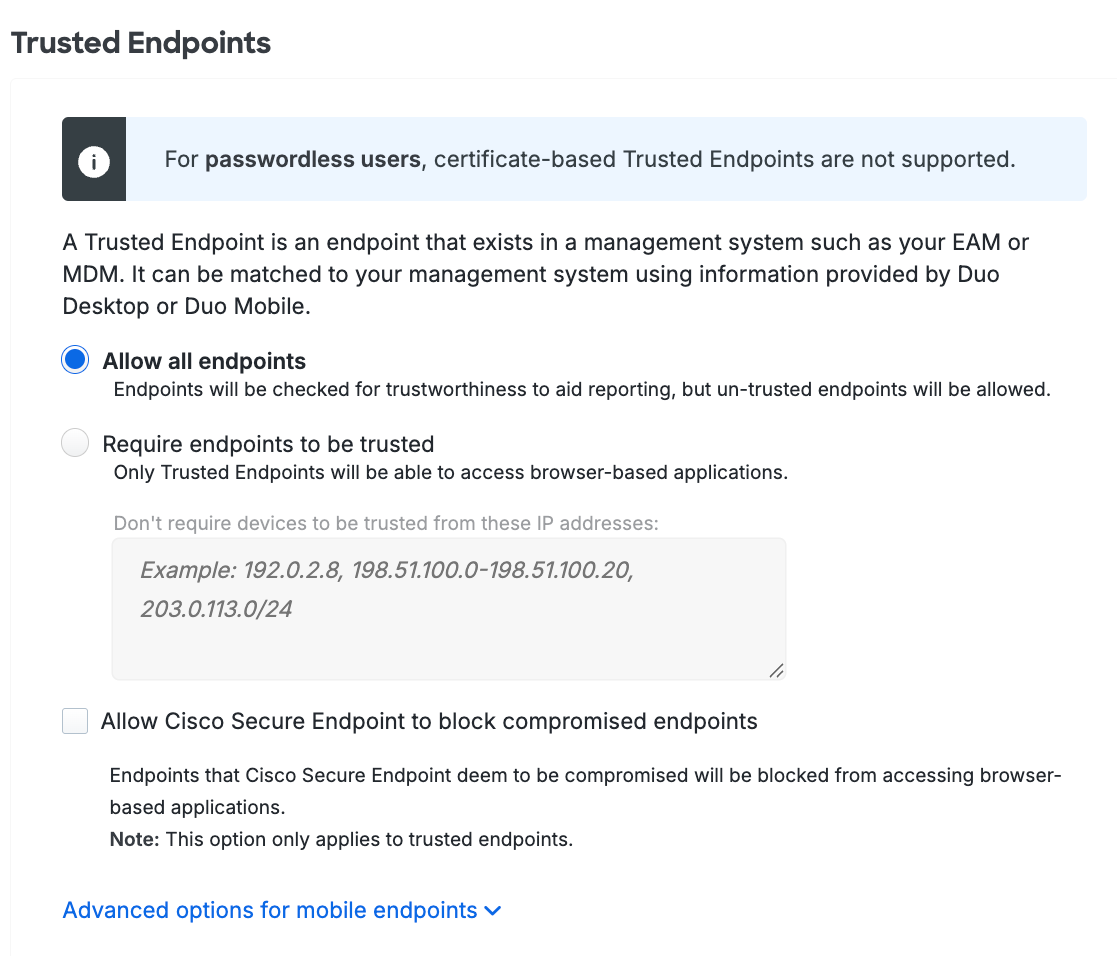 Trusted Endpoints in Legacy Policy Editor