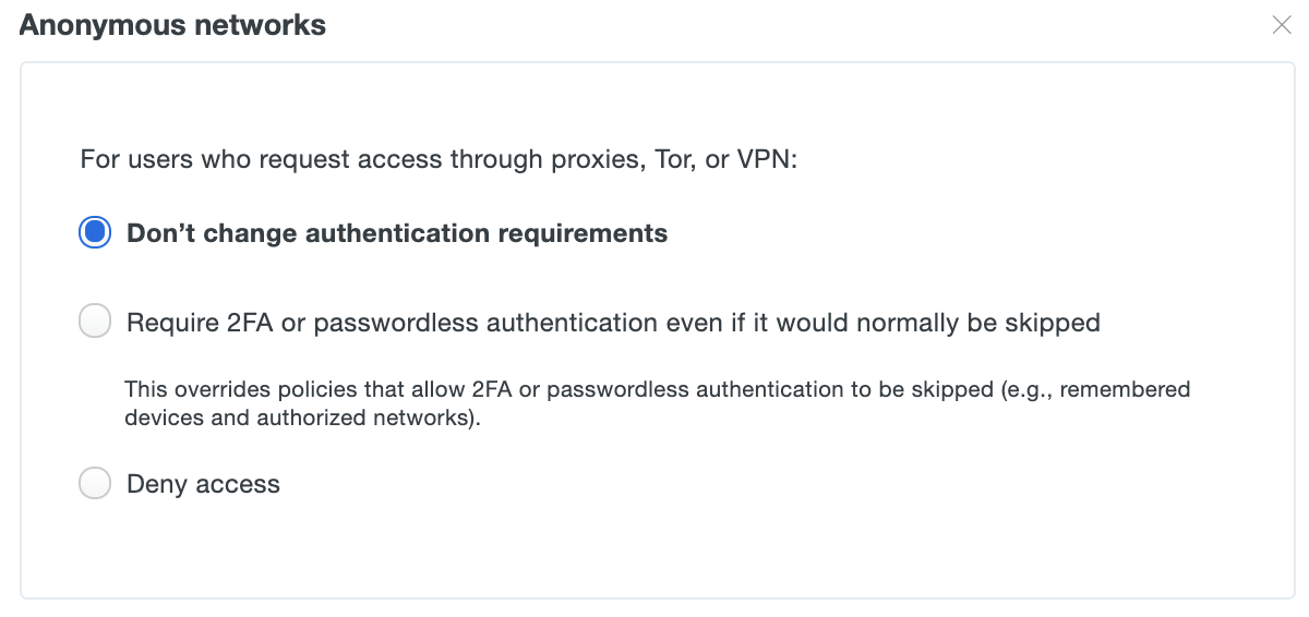 Anonymous Networks Settings with Passwordless Activated