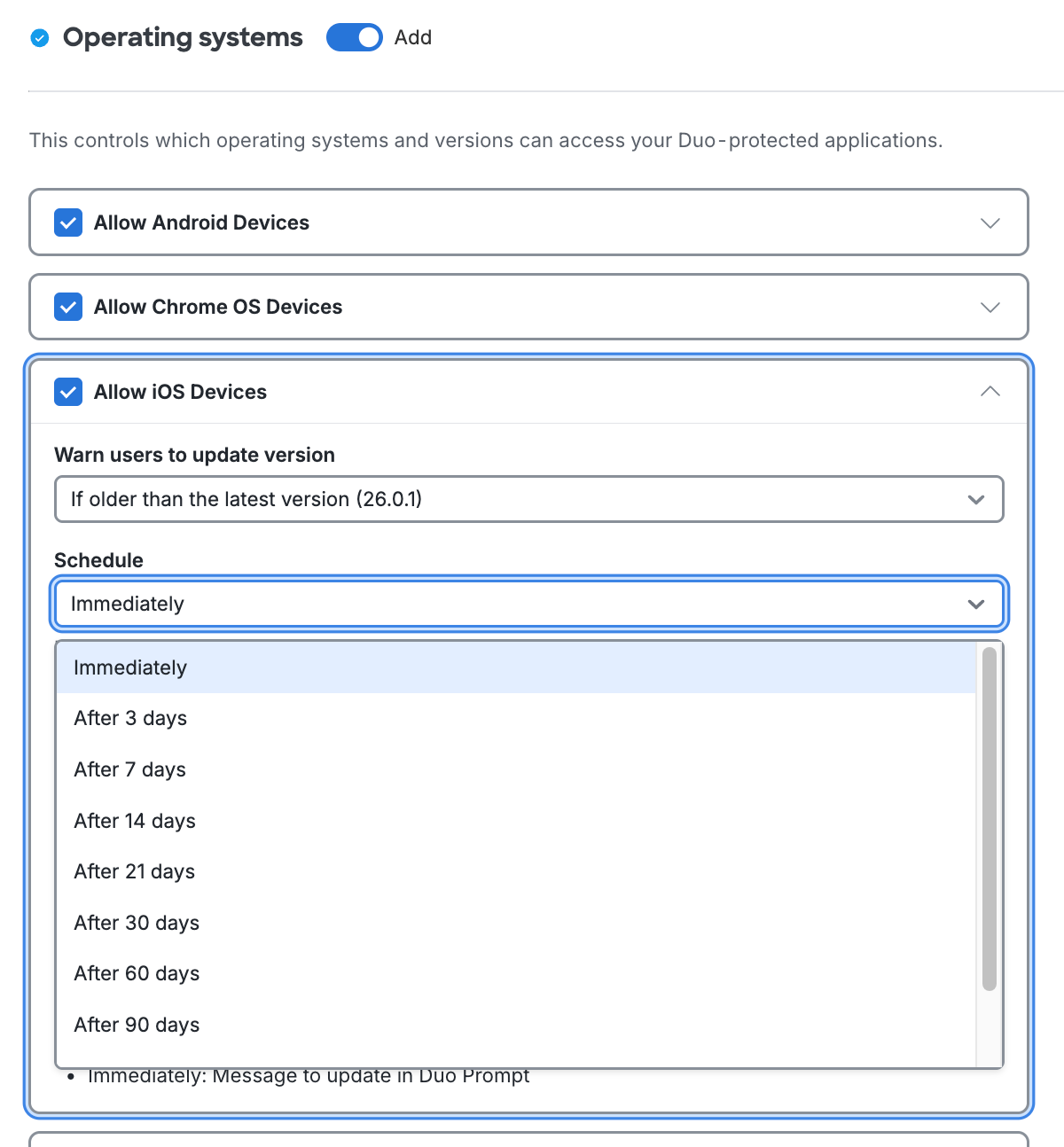 Select Operating Systems Warn Schedule