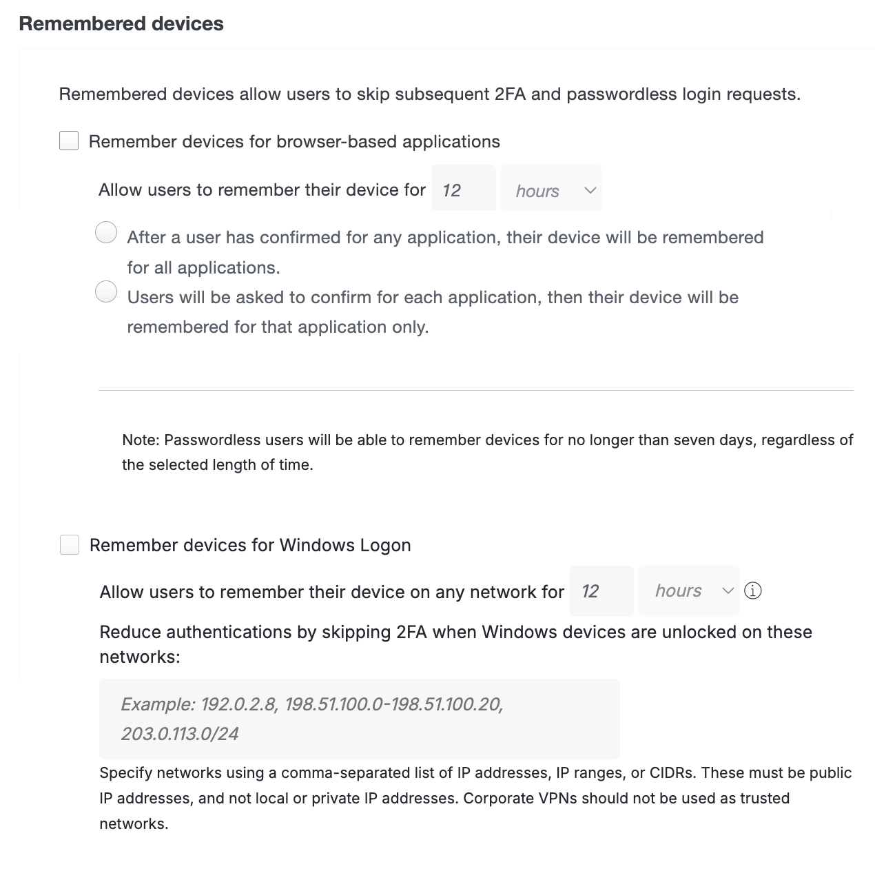 Duo Essentials Plan Remembered Devices Settings