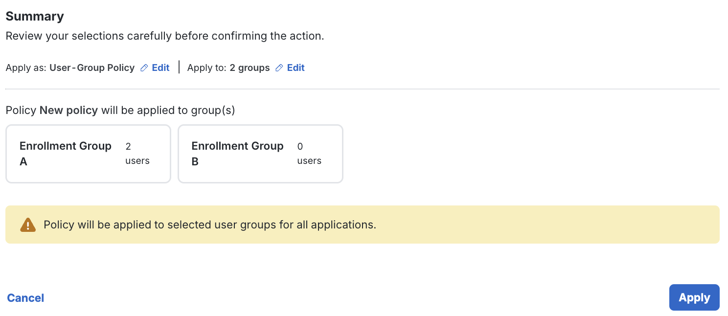 Summary User Group Policy