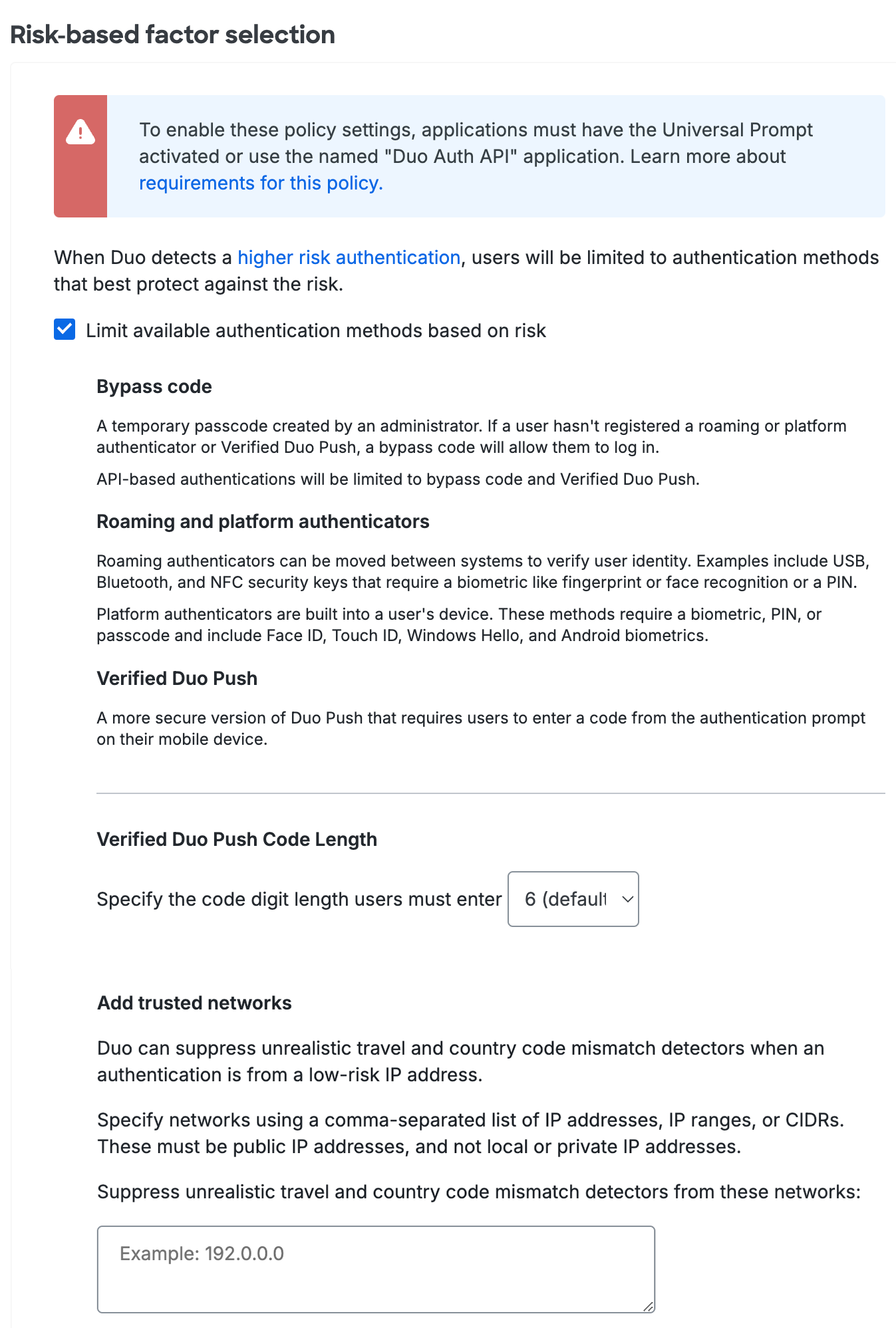 Duo Risk-based Factor Selection Policy Enabled