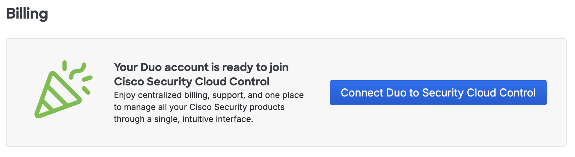 Provision Duo Billing Page