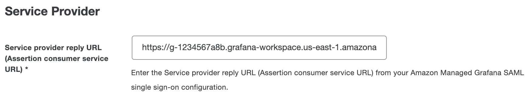 Duo Amazon Managed Grafana Service Provider Reply URL