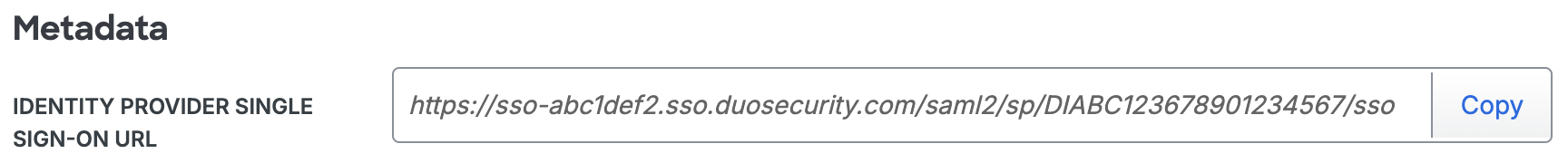 Duo Astronomer Identity Provider Single Sign-On URL