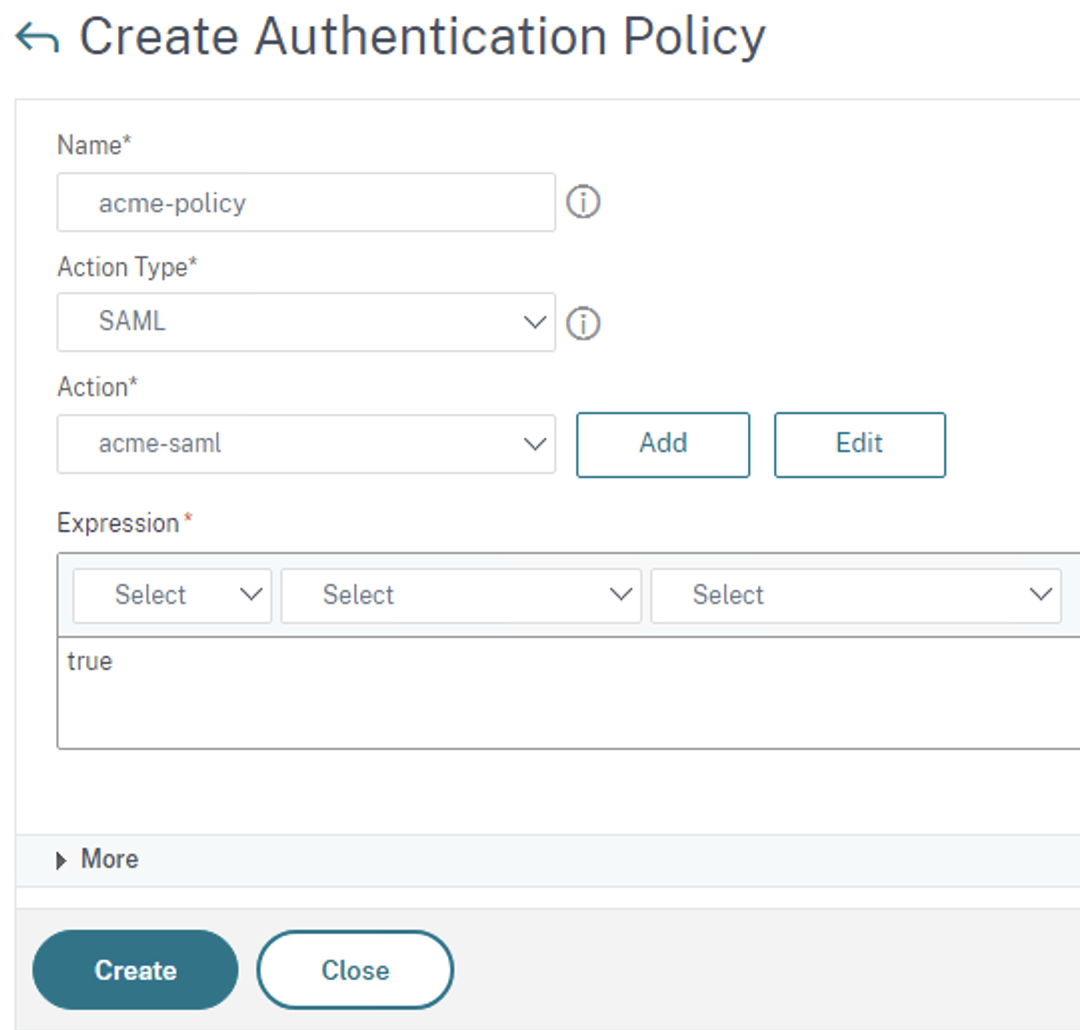 NetScaler Authentication Policy Creation