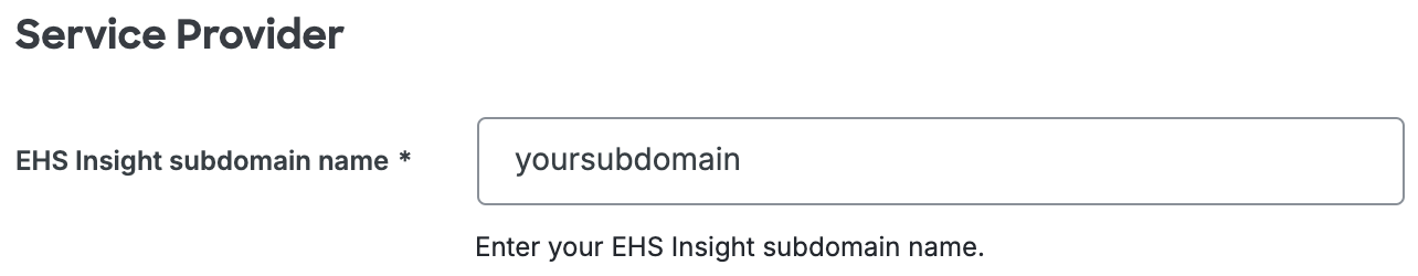 Duo EHS Insight Subdomain Name Field