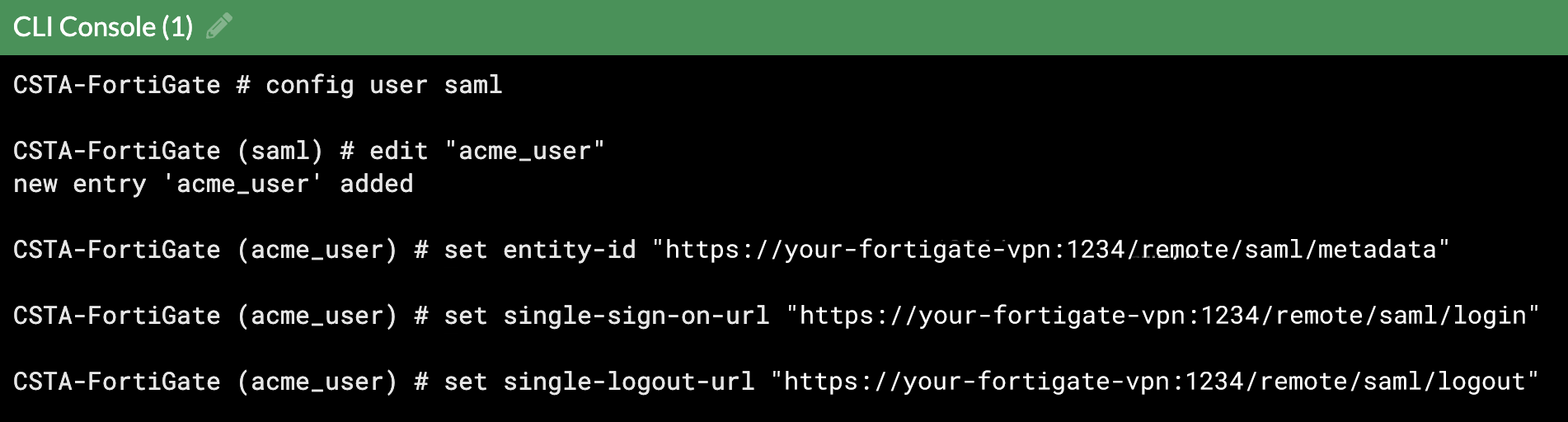 Fortinet FortiGate URLs Added to CLI Console