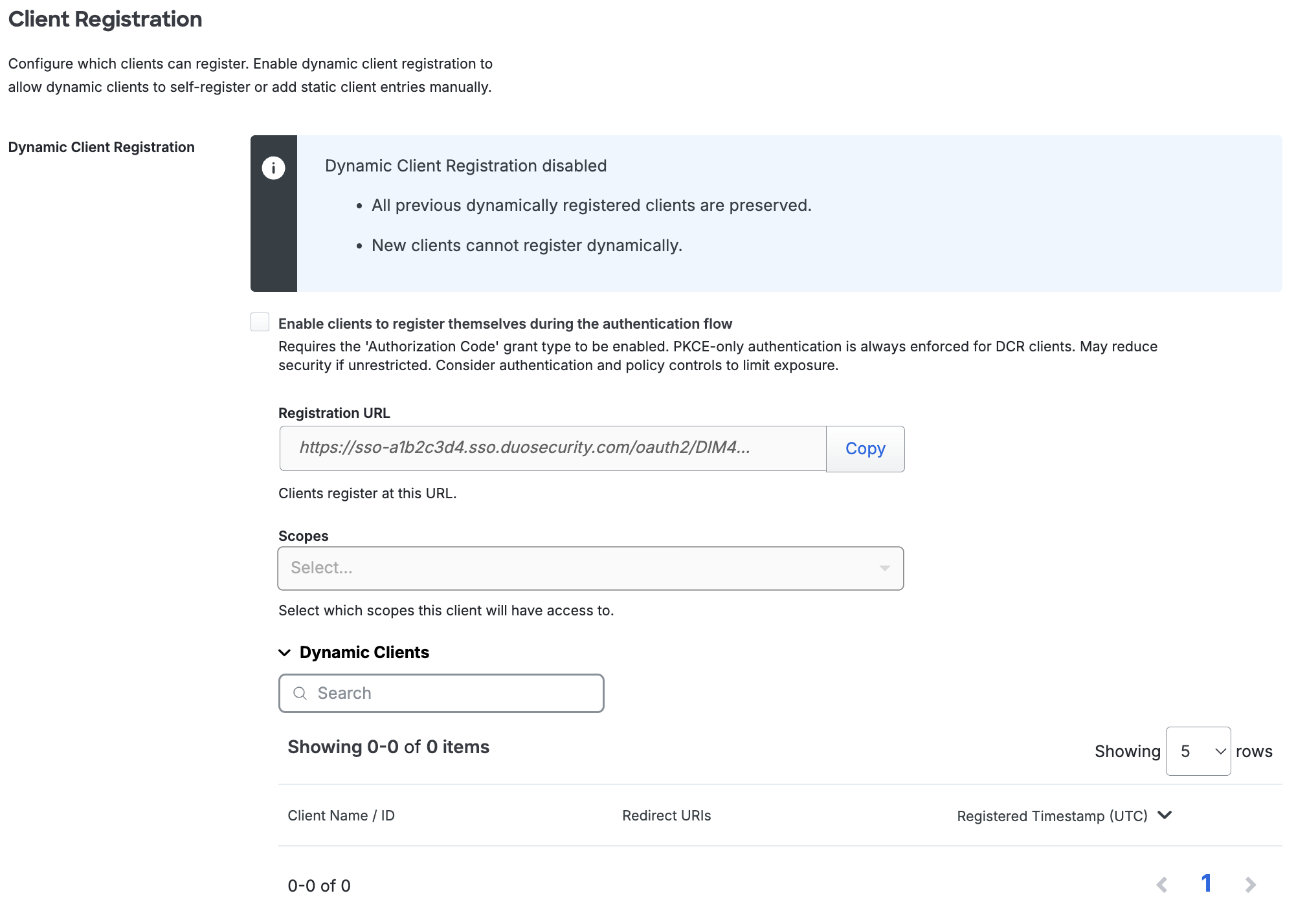 Dynamic Client Registration