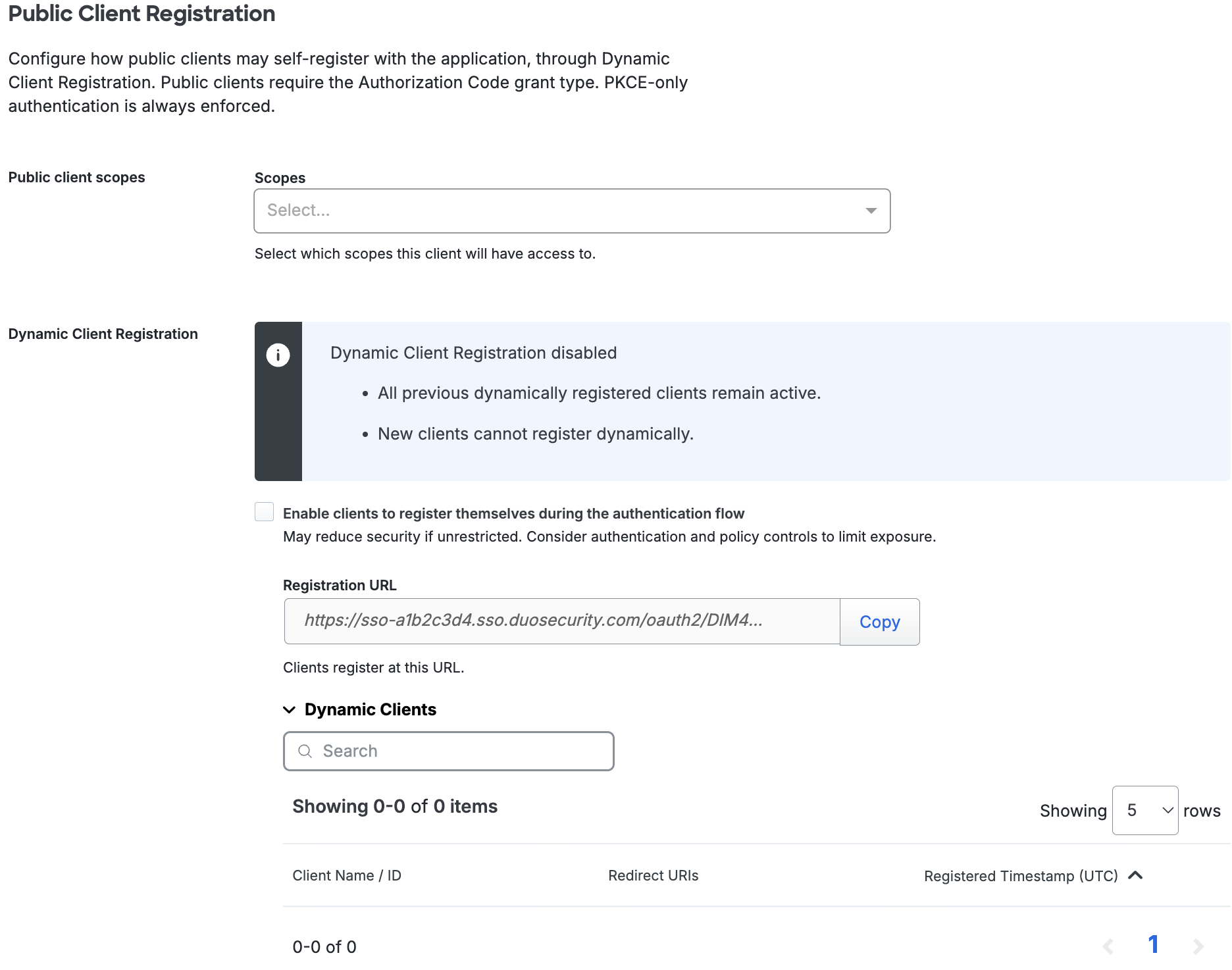 Dynamic Client Registration