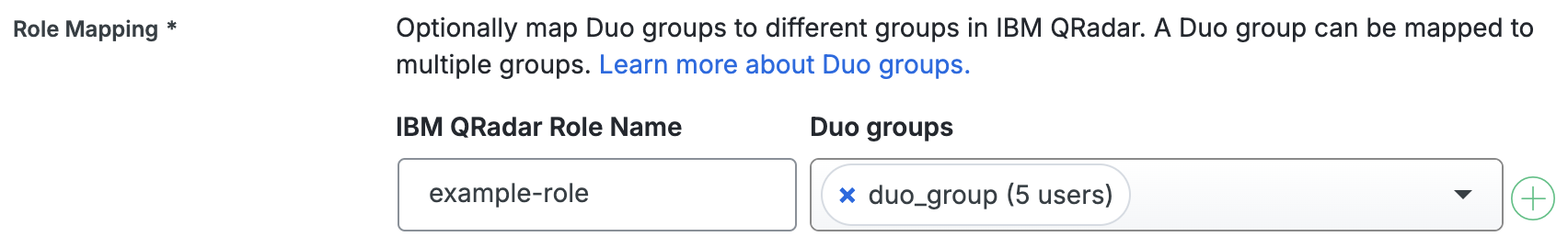 Duo IBM QRadar Role Mapping Fields