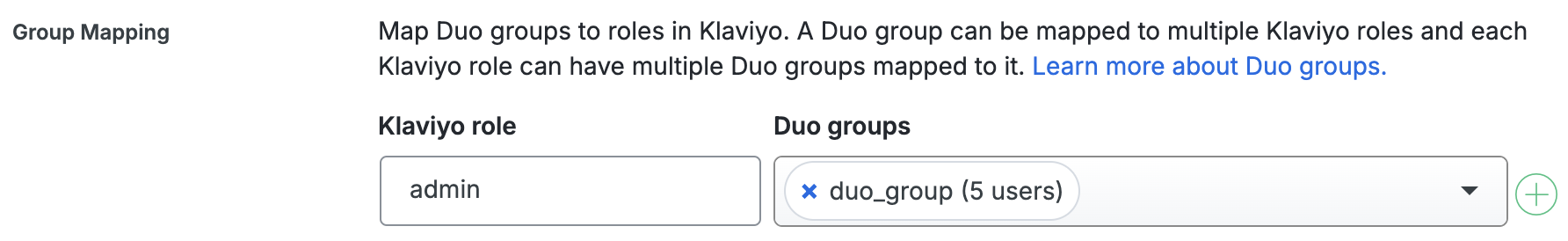 Duo Klaviyo Group Mapping Fields