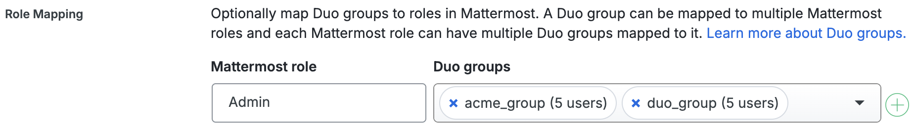 Duo Mattermost Admin Role Mapping