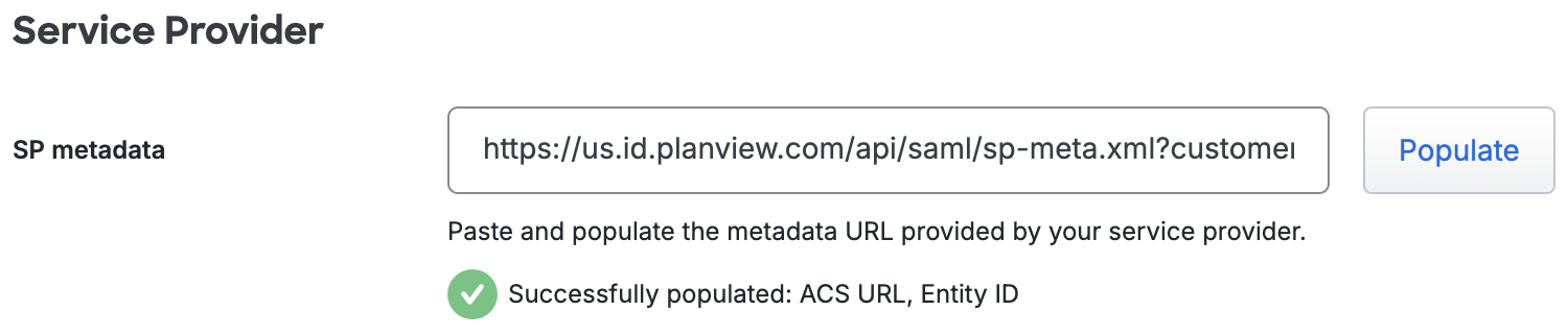 Duo Planview Admin SP Metadata URL