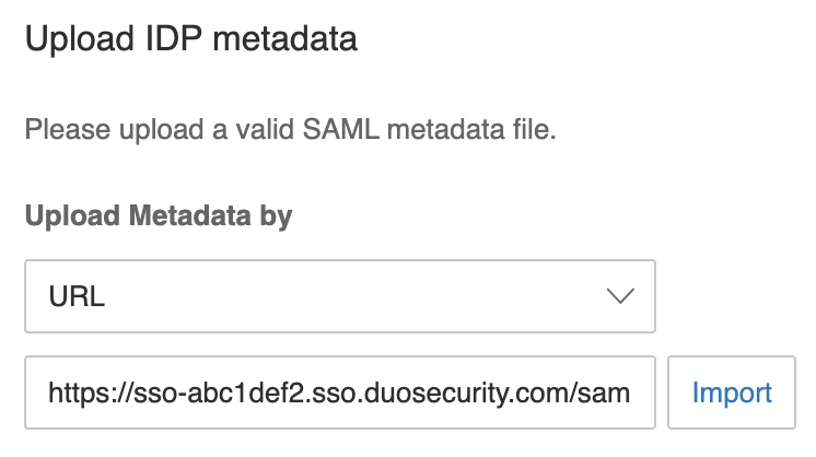 RingCentral Upload IdP Metadata Section