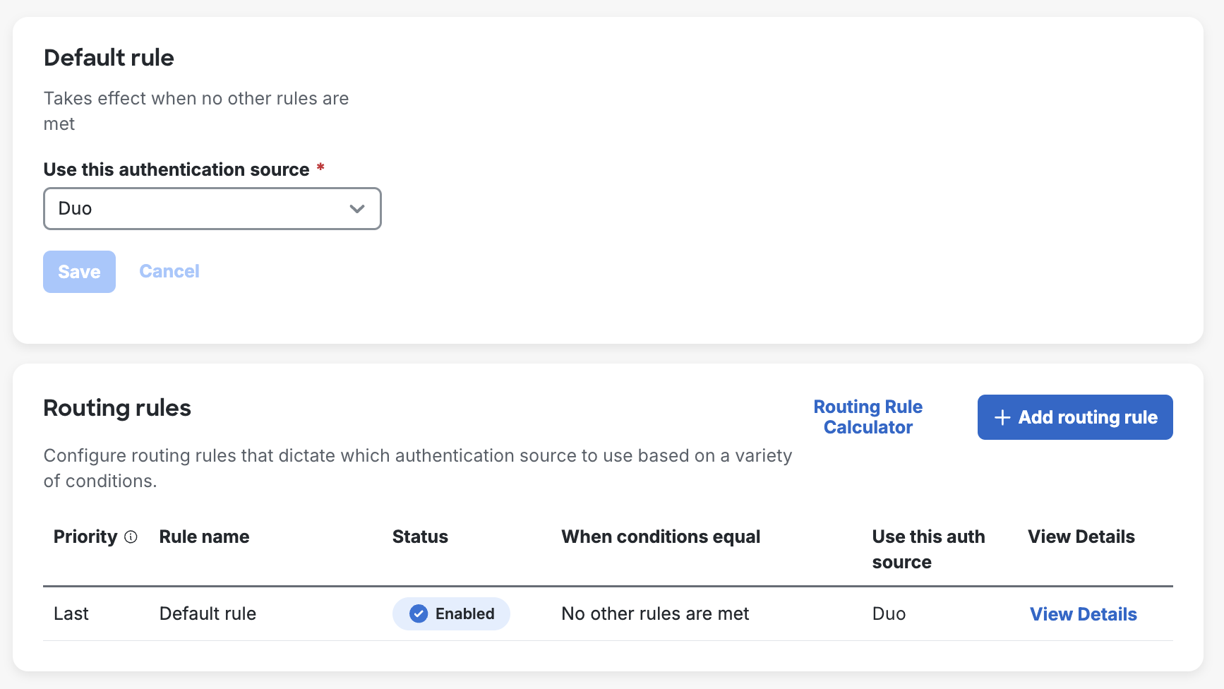 Duo SSO Default Routing Rules
