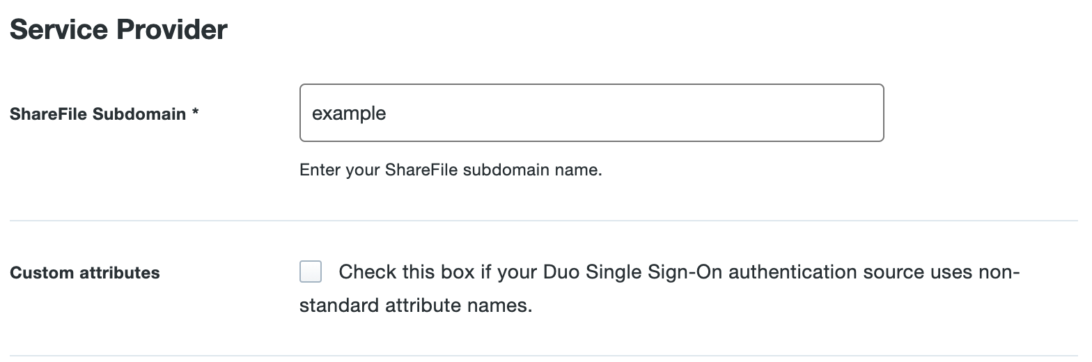 Duo ShareFile Application Settings