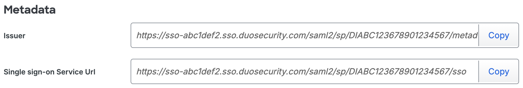 Duo Stack Overflow for Teams Metadata URLs