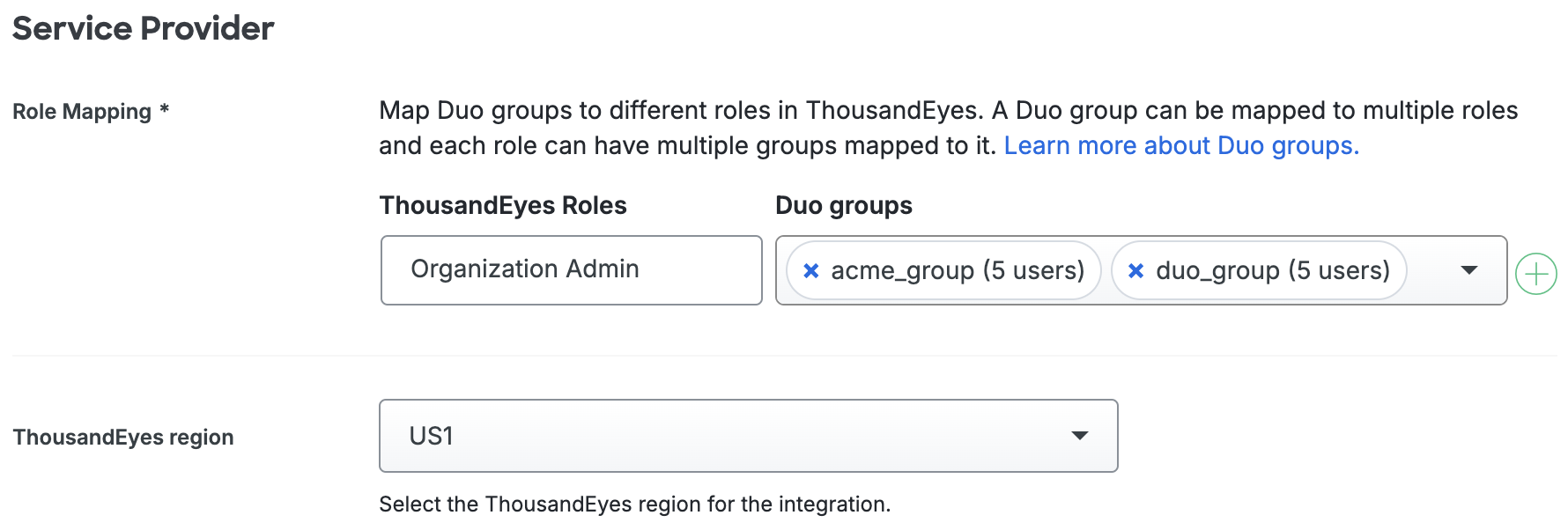 Duo ThousandEyes Service Provider Section