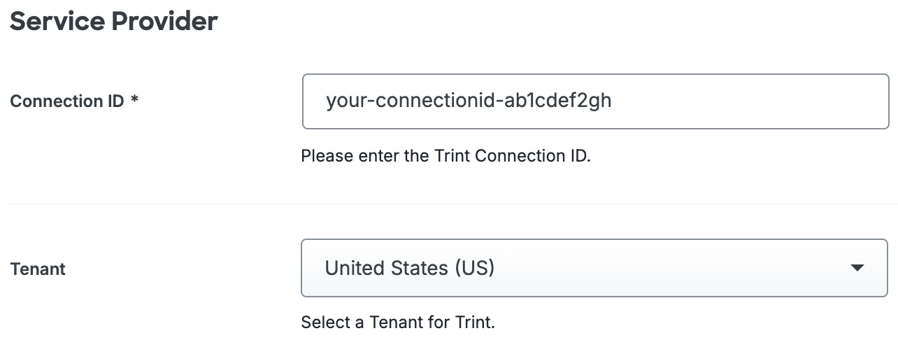 Duo Trint Service Provider Fields