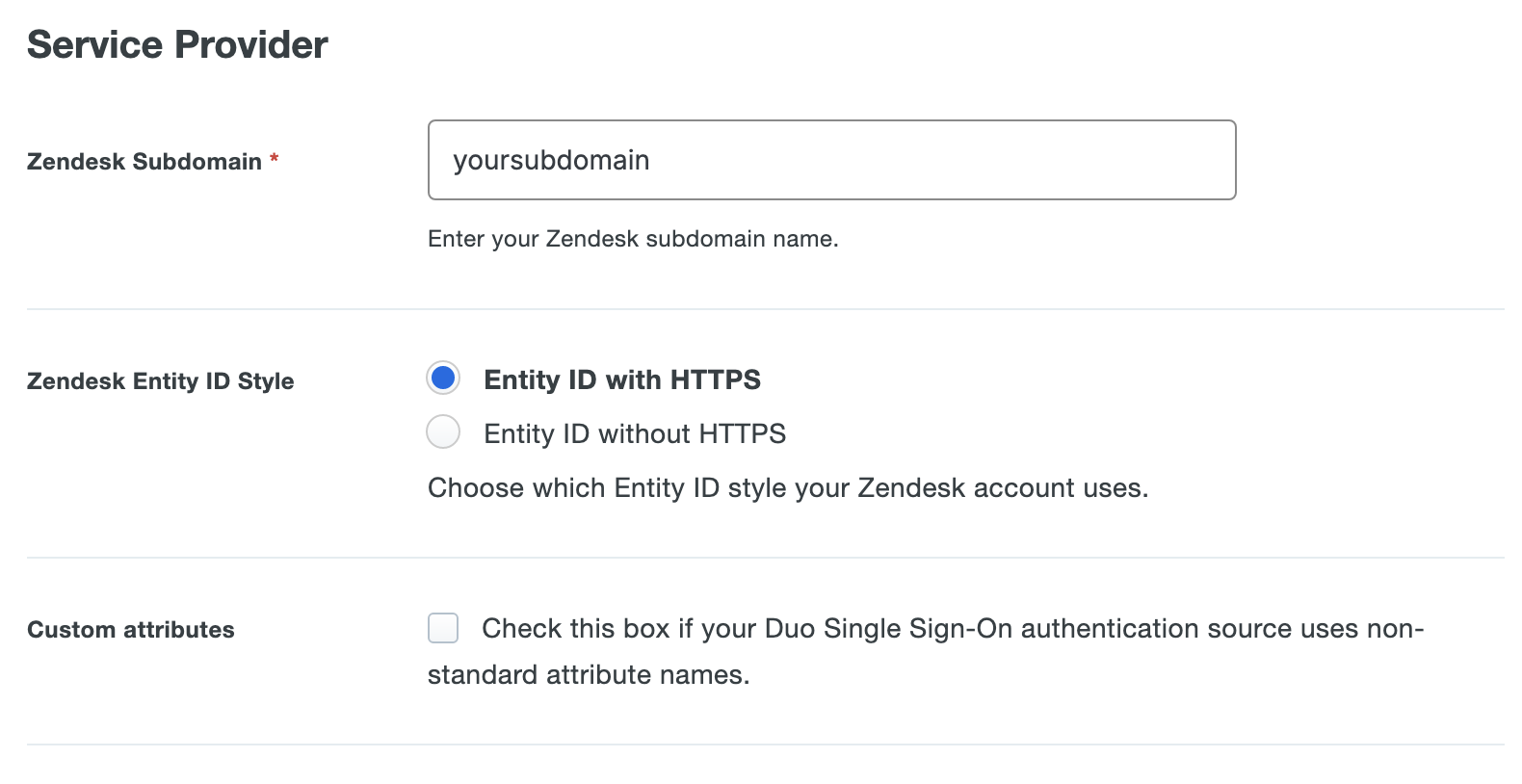 Duo Zendesk Application Settings