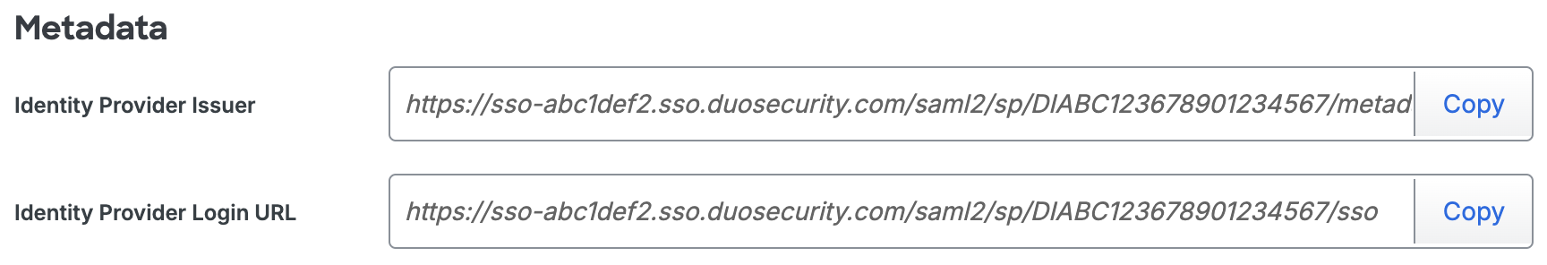 Duo Zenkit Metadata URLs