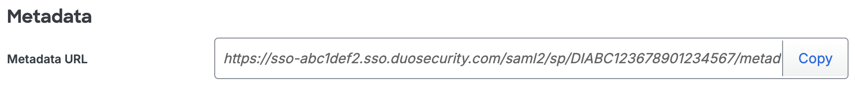 Duo Zuora OneID Metadata URL