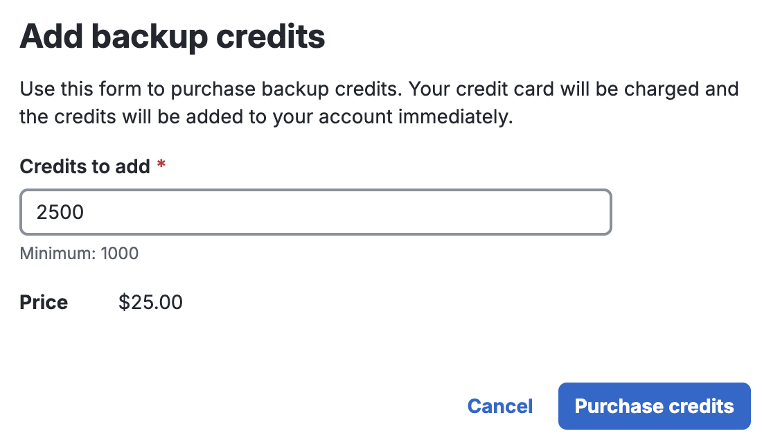 Purchase Backup Telephony Credits