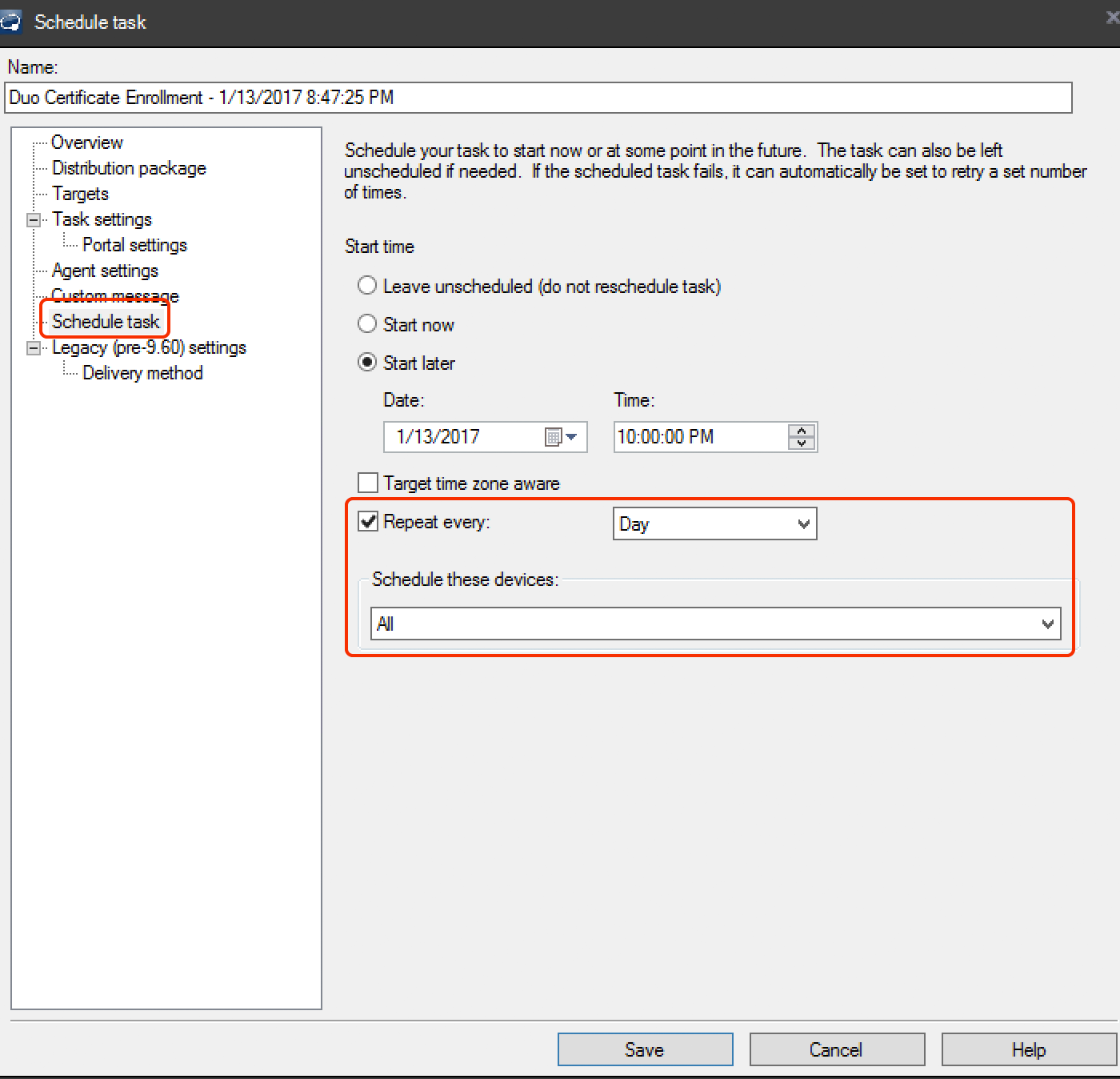 LANDESK Task Schedule